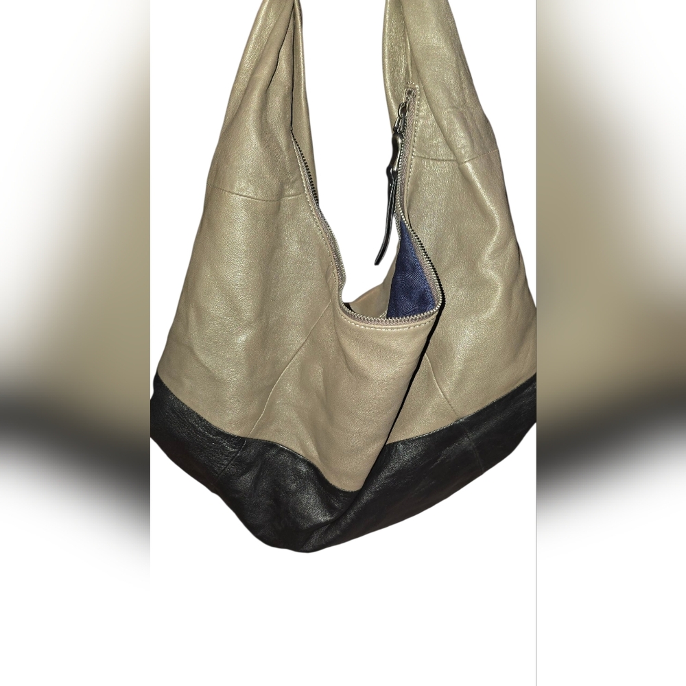 Splendid Two-Tone Leather Hobo Bag